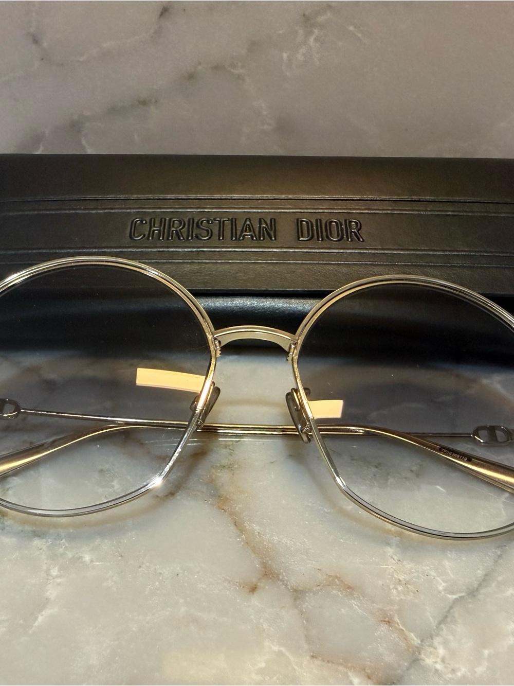 Dior Gold Metal Round Sunglasses